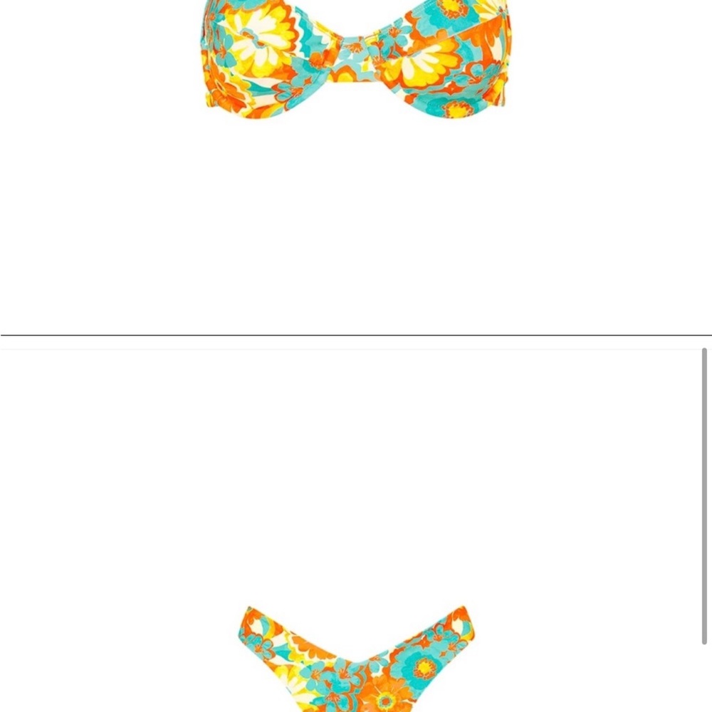 KULANI KINIS Bikini in Miami Moon Floral Bikini Top M and bottom S - Picture 5 of 11